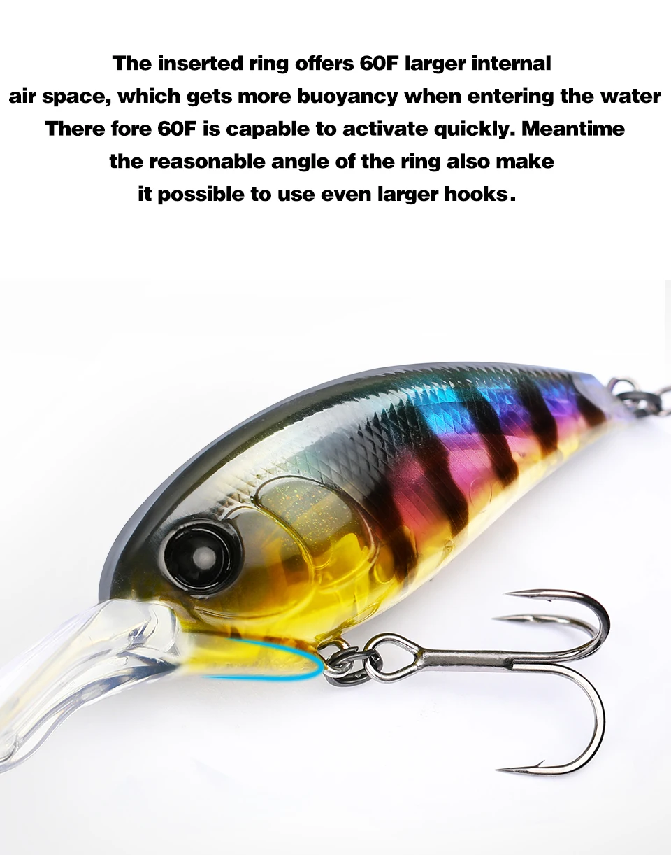 TSURINOYA 60F Crankbait Fishing Lure 60mm 16.6g CHASER 0-3m Long Casting Floating Artificial Hard Bait Bass Pike Ajing Crank