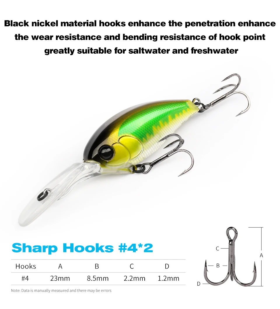 TSURINOYA 60F Crankbait Fishing Lure 60mm 16.6g CHASER 0-3m Long Casting Floating Artificial Hard Bait Bass Pike Ajing Crank