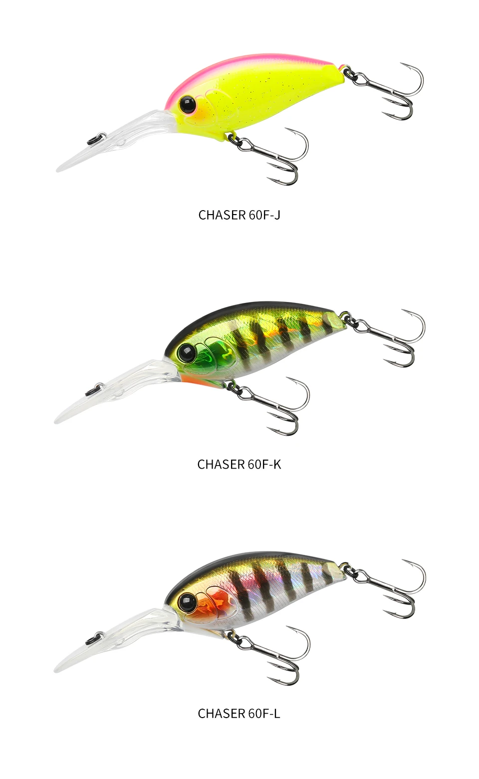 TSURINOYA 60F Crankbait Fishing Lure 60mm 16.6g CHASER 0-3m Long Casting Floating Artificial Hard Bait Bass Pike Ajing Crank