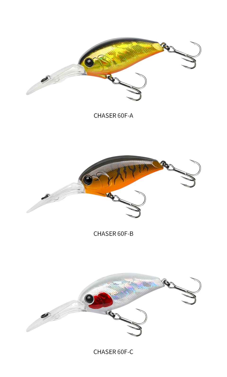TSURINOYA 60F Crankbait Fishing Lure 60mm 16.6g CHASER 0-3m Long Casting Floating Artificial Hard Bait Bass Pike Ajing Crank