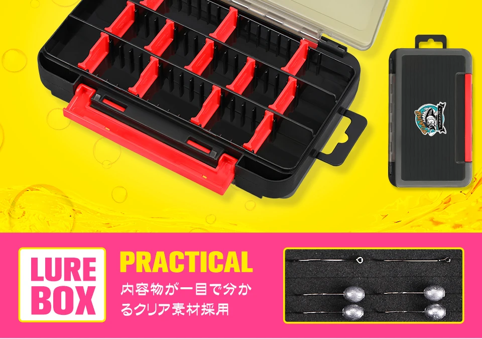 TSURINOYA Double Layer Soft Lure and Hooks Box RX17 Compartment Double Sided Hard Bait Boxes Fishing Tackle Storage Case