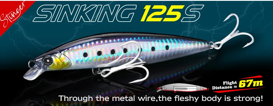 TSURINOYA Sinking Jerkbait Sea Fishing Lure IMP 115S 20g Set 6pcs Long Casting Minnow Seabass Artificial  River Fishing Tackle