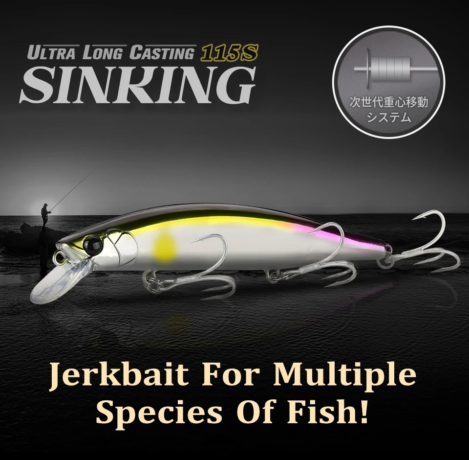 TSURINOYA Sinking Jerkbait Sea Fishing Lure IMP 115S 20g Set 6pcs Long Casting Minnow Seabass Artificial  River Fishing Tackle