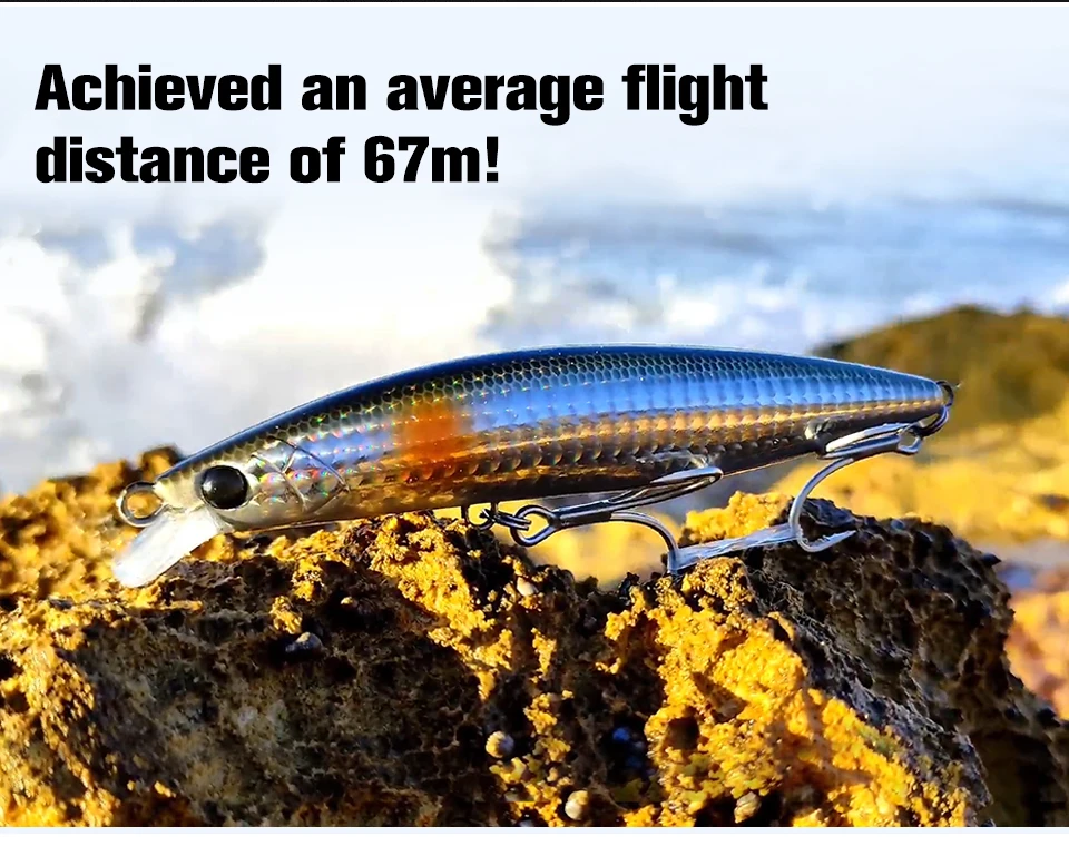 TSURINOYA 125mm 25g Floating Minnow Fishing Lure STINGER 125F Kit 6pcs 67m Long Casting Shore Fishing Large Seabass Blue Fish Lu