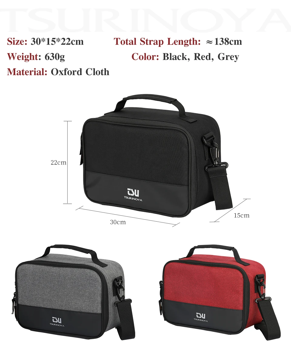 TSURINOYA Multi-Purpose Fishing Reels Bag Large Capacity Removable Partition Waterproof Adjustable Fishing Reel Storage Case