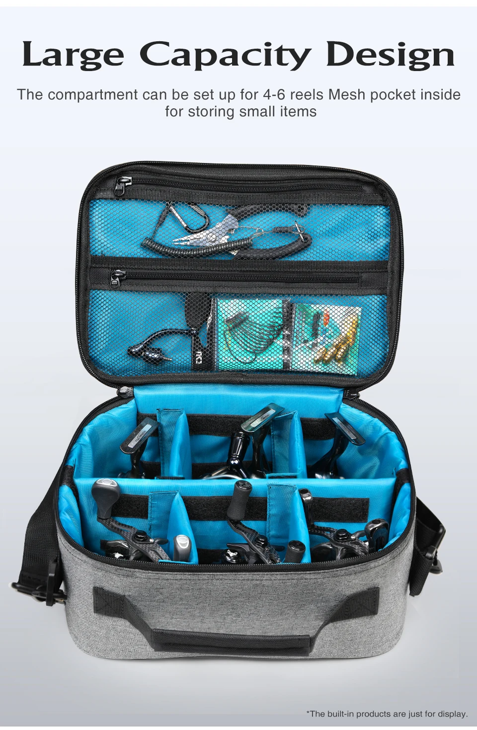 TSURINOYA Multi-Purpose Fishing Reels Bag Large Capacity Removable Partition Waterproof Adjustable Fishing Reel Storage Case