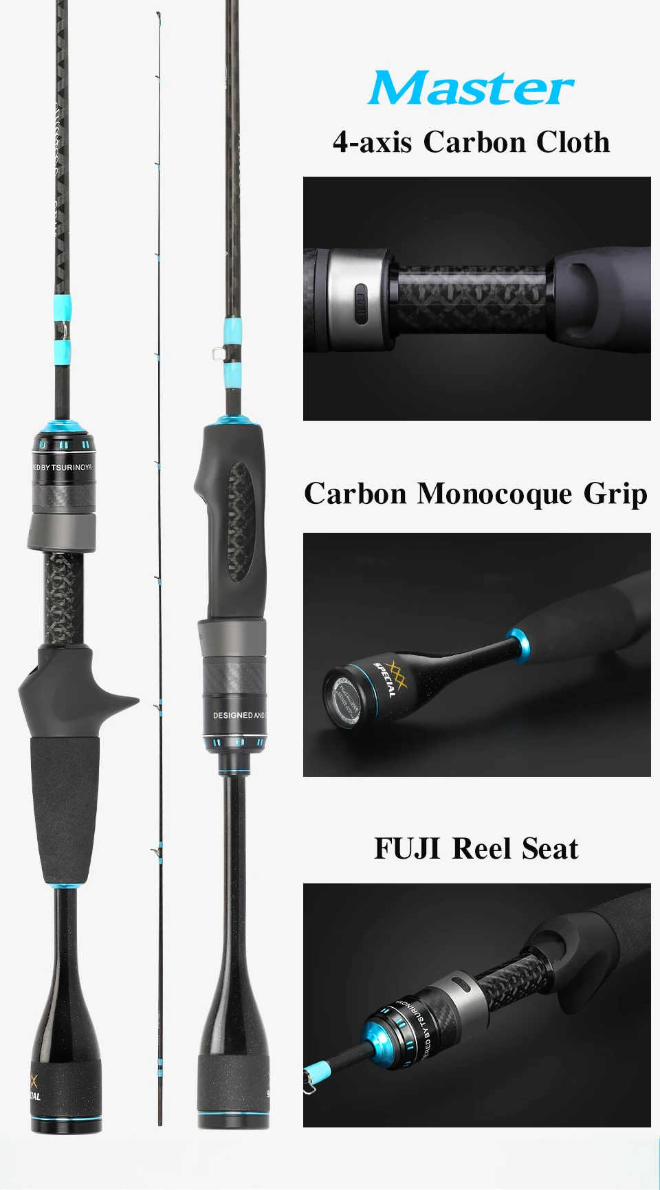 TSURINOYA NEW Casting Spinning Fishing Rod MASTER UL Power 1.4/1.68m FUJI Guide Ring Reel Seat FUJI accessories Trout 2 Sections