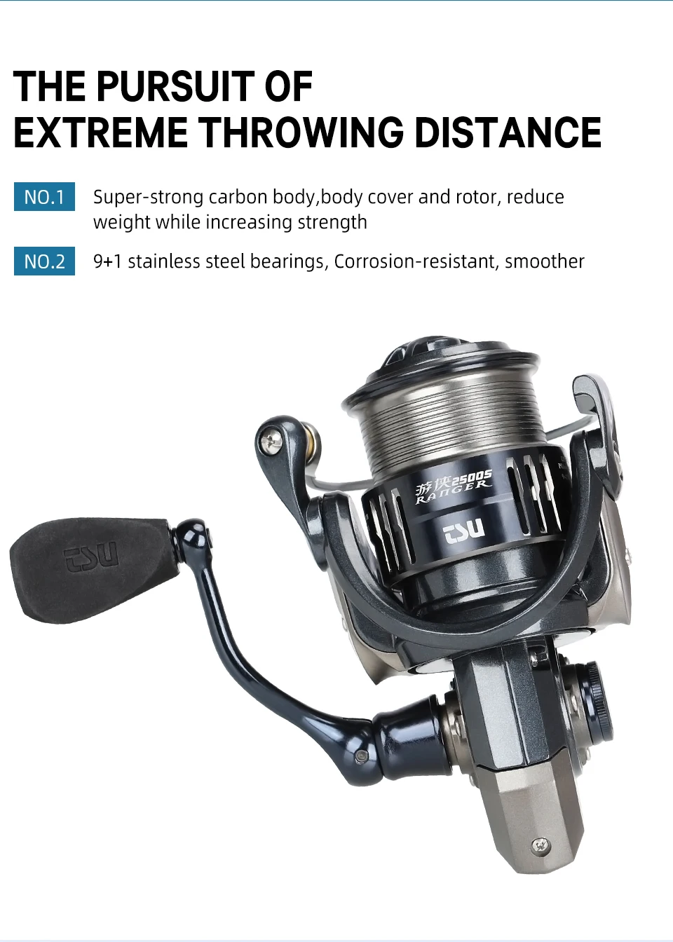 TSURINOYA 187g Ultra-light Spinning Fishing Reel RANGER 2000S 2500S 3000S Shallow Spool Long Casting Sea Fishing Pike Bass Wheel