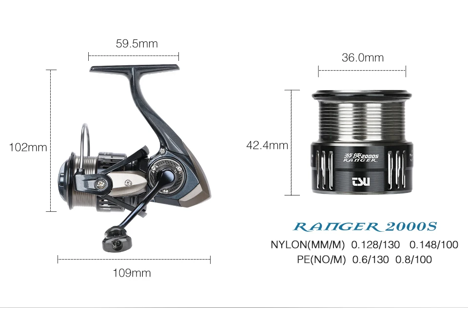 TSURINOYA 187g Ultra-light Spinning Fishing Reel RANGER 2000S 2500S 3000S Shallow Spool Long Casting Sea Fishing Pike Bass Wheel