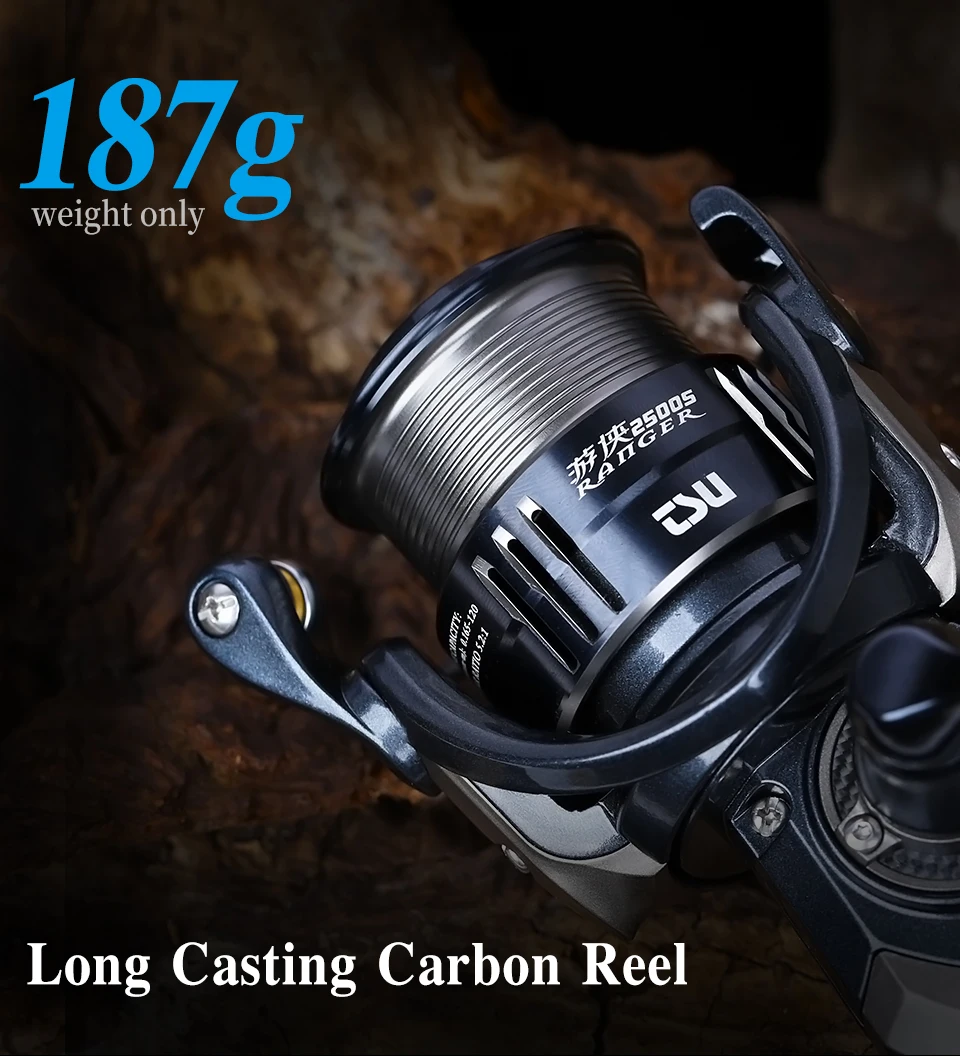 TSURINOYA 187g Ultra-light Spinning Fishing Reel RANGER 2000S 2500S 3000S Shallow Spool Long Casting Sea Fishing Pike Bass Wheel