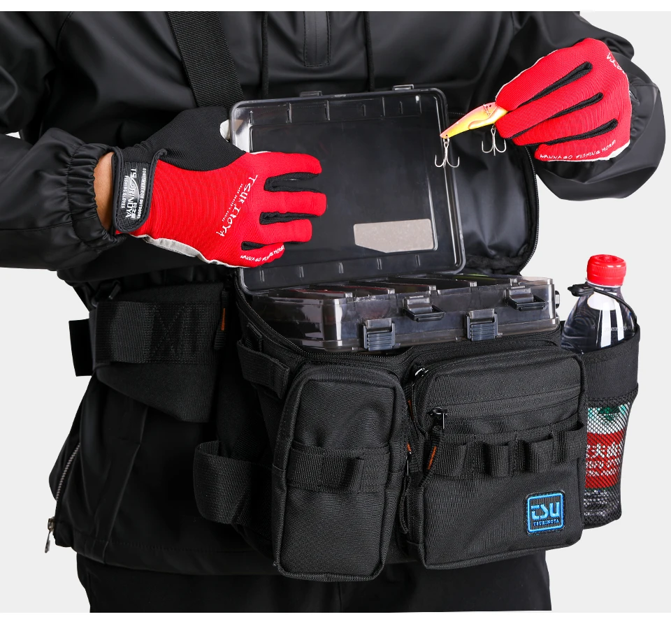 TSURINOYA Fishing Bag RX1911 Multifunction  Large Capacity Waterproof Hip Bag Fishing Tackle Pack Outdoor Shoulder Bags