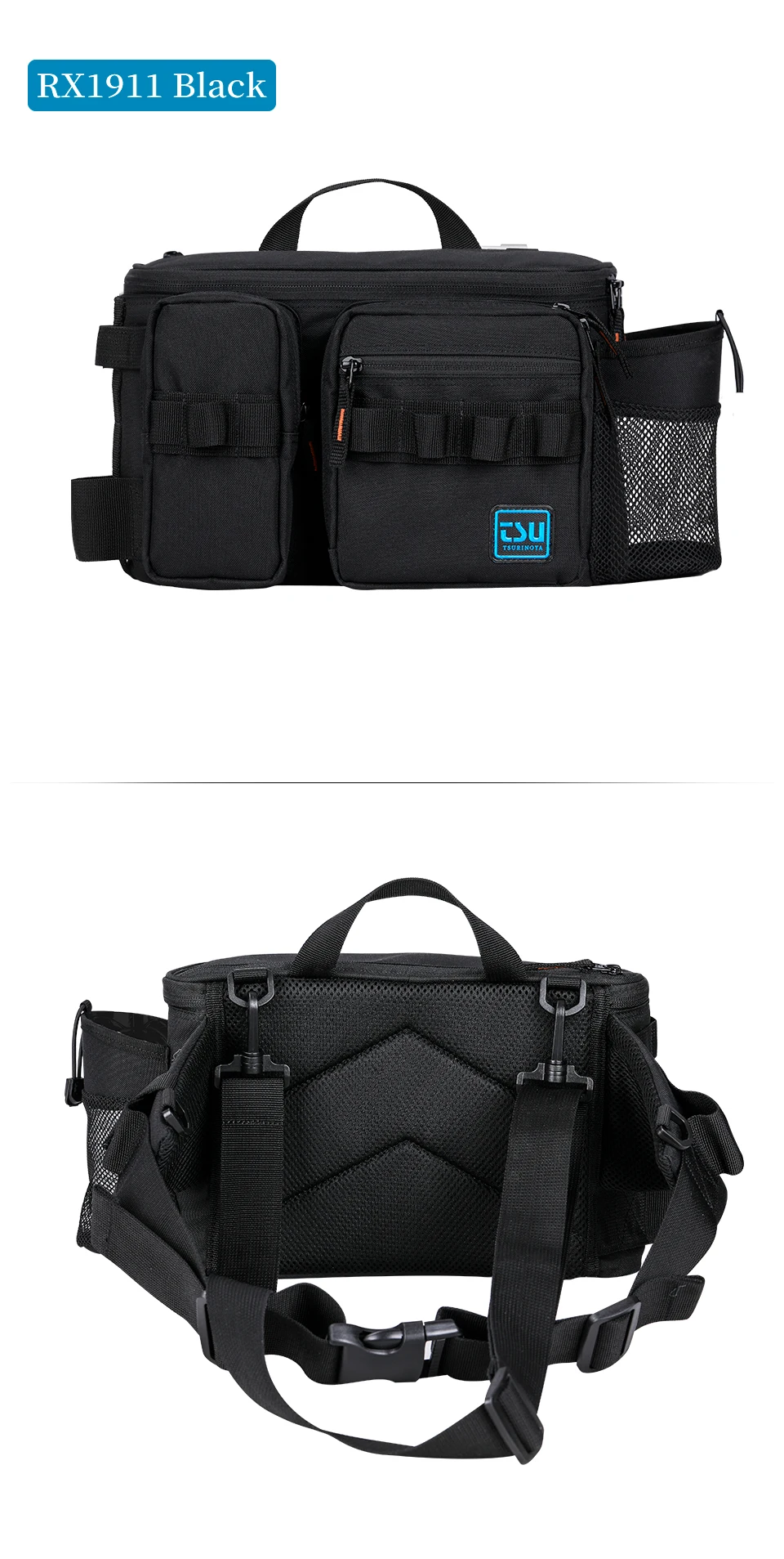 TSURINOYA Fishing Bag RX1911 Multifunction  Large Capacity Waterproof Hip Bag Fishing Tackle Pack Outdoor Shoulder Bags