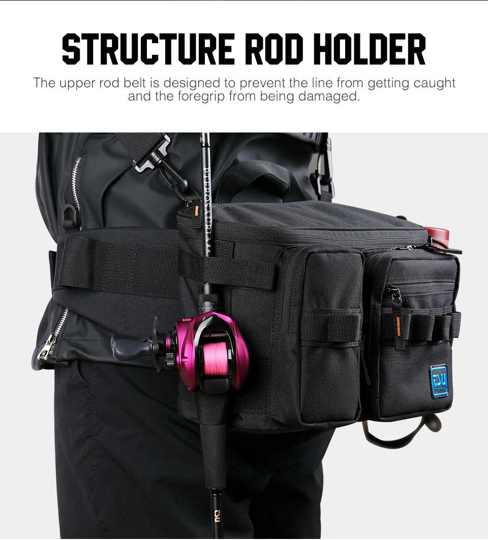 TSURINOYA Fishing Bag RX1911 Multifunction  Large Capacity Waterproof Hip Bag Fishing Tackle Pack Outdoor Shoulder Bags