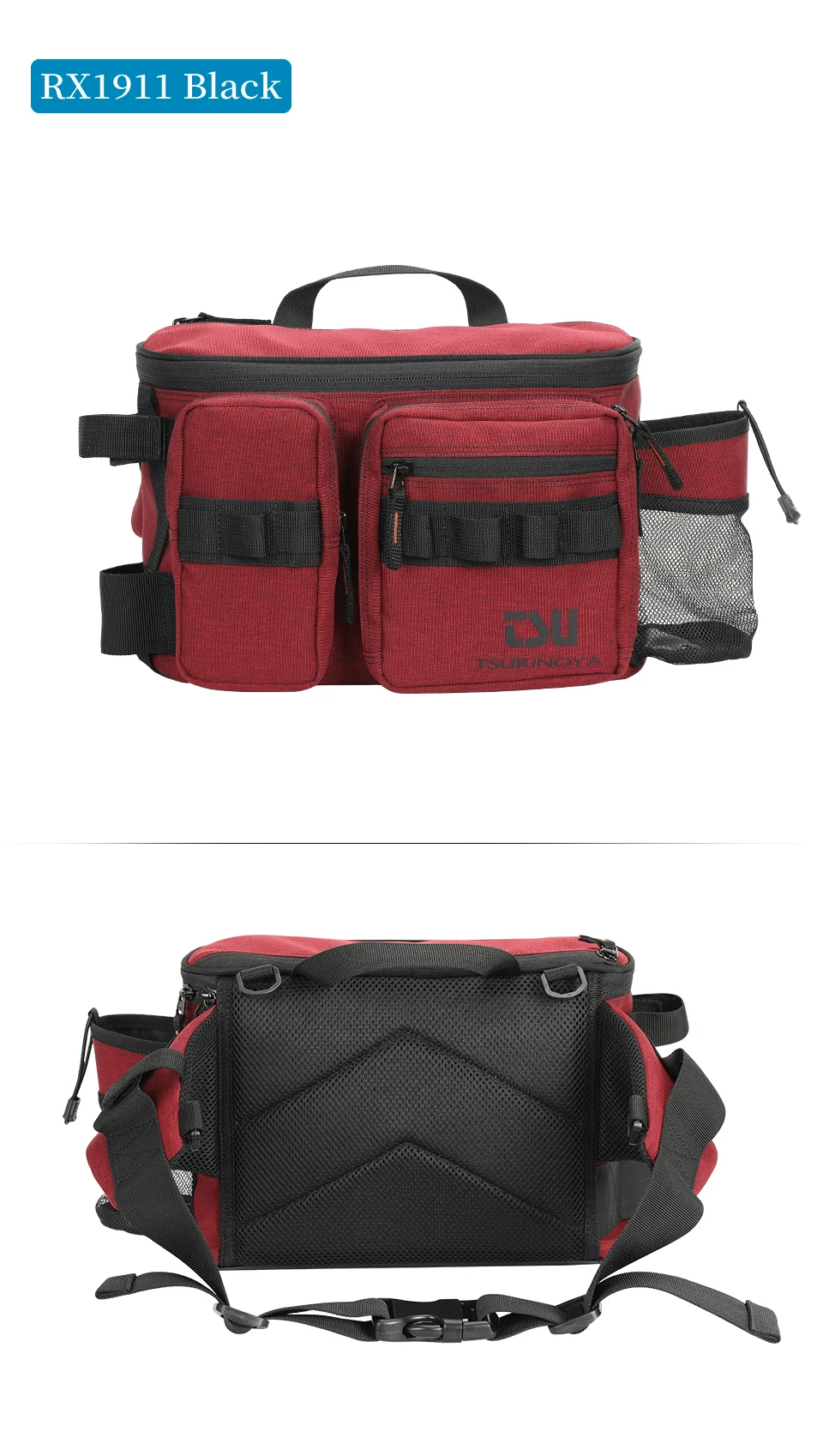 TSURINOYA Fishing Bag RX1911 Multifunction  Large Capacity Waterproof Hip Bag Fishing Tackle Pack Outdoor Shoulder Bags
