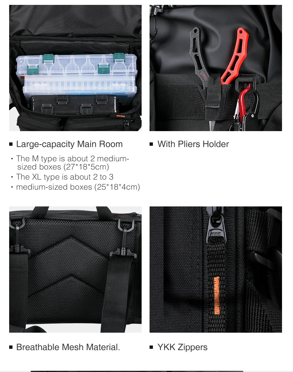 TSURINOYA Fishing Bag RX1911 Multifunction  Large Capacity Waterproof Hip Bag Fishing Tackle Pack Outdoor Shoulder Bags