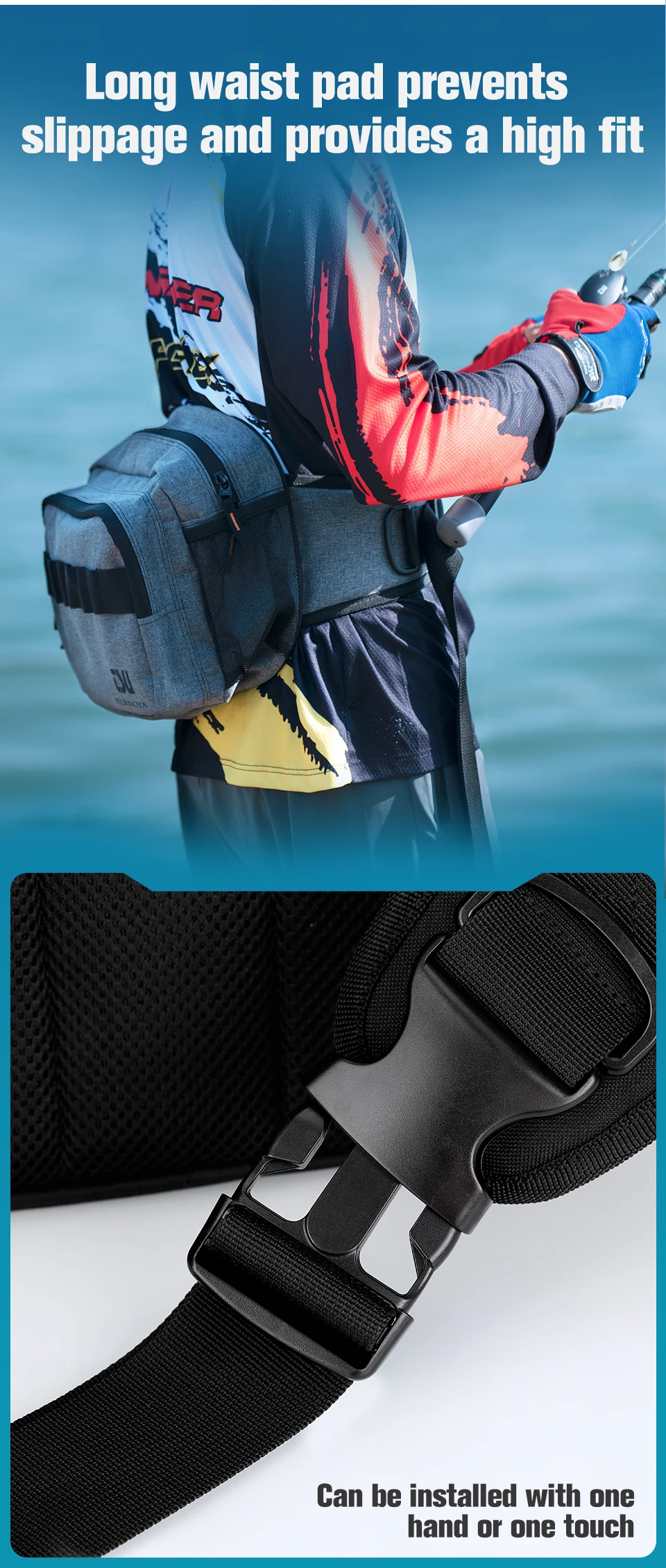 TSURINOYA Multifunctional Portable Fishing Tackle Bag High Capacity Hip Bag Waist Pack Fish Lures Utility Storage Shoulder Bag