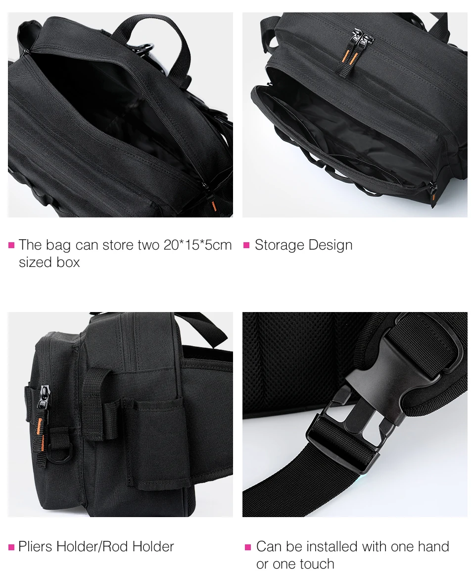 TSURINOYA Multifunctional Portable Fishing Tackle Bag High Capacity Hip Bag Waist Pack Fish Lures Utility Storage Shoulder Bag