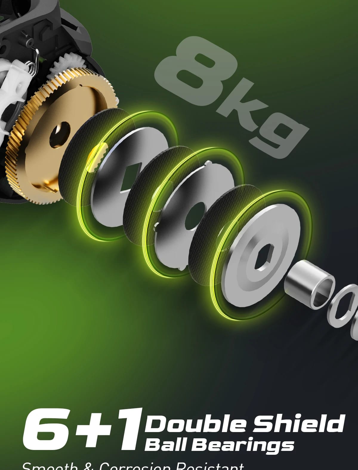 HANDING M1 Baitcast Fishing Reel 8KG Max Drag Low Profile 6+1 Ball Bearing 7.2:1 Gear Ratio 207G Durable Baitcaster Fishing Reel