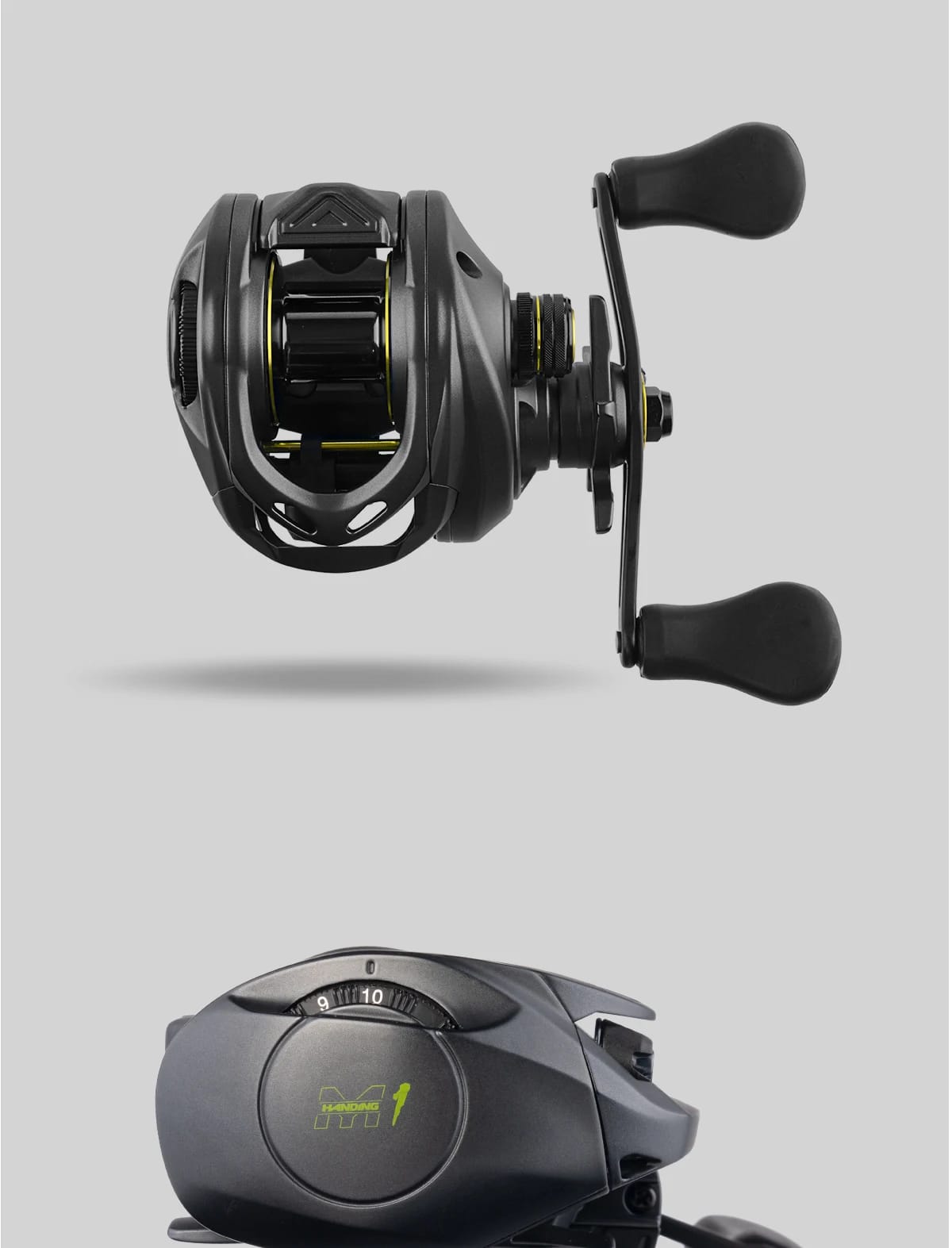 HANDING M1 Baitcast Fishing Reel 8KG Max Drag Low Profile 6+1 Ball Bearing 7.2:1 Gear Ratio 207G Durable Baitcaster Fishing Reel