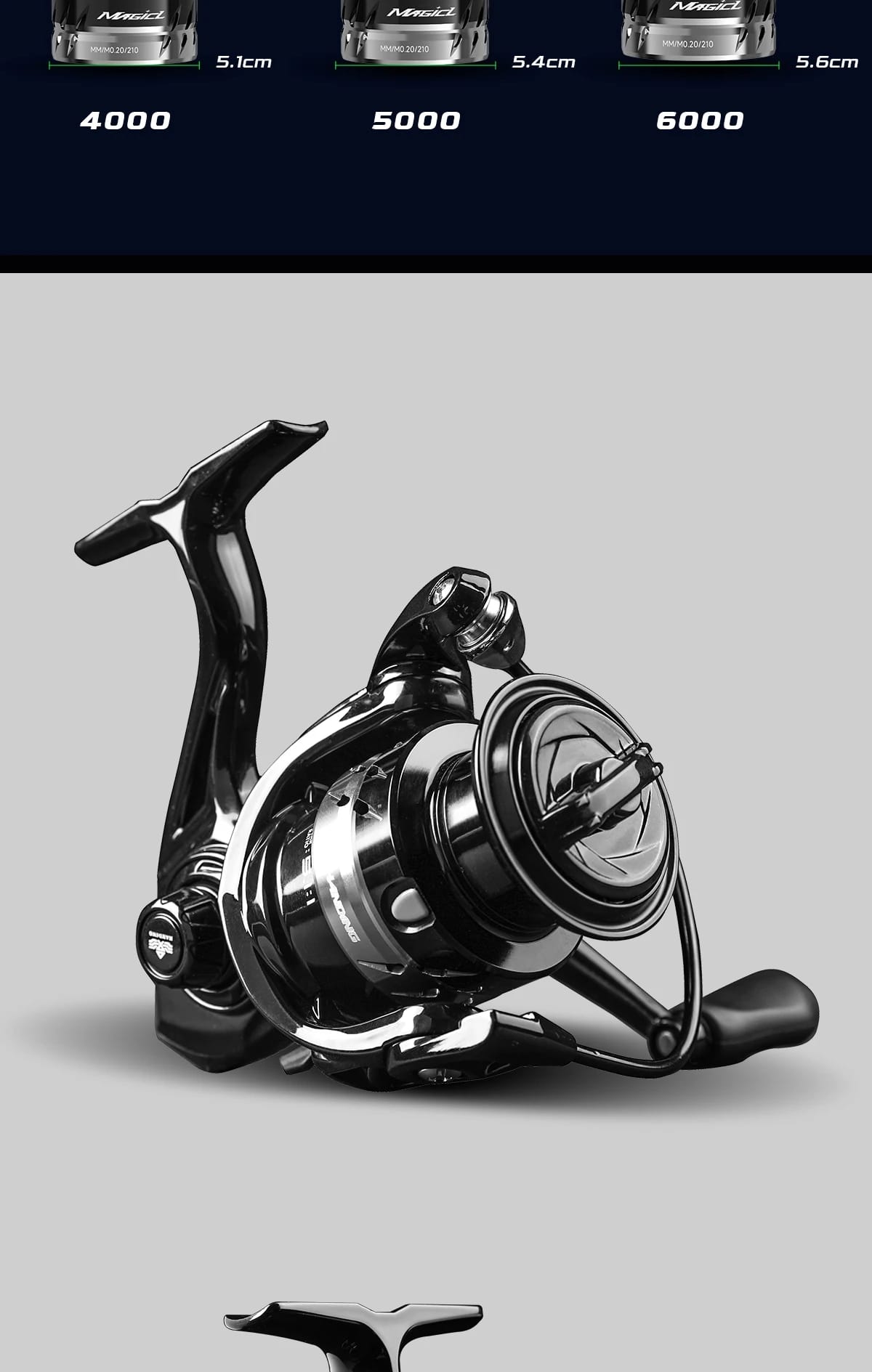 HANDING LiteⅡ Fishing Reels ALL-AROUND Reel 6.5KG Max Drag 1000-6000 Series Smooth and Durable Spinning Reel 5.2:1 Gear Ratio