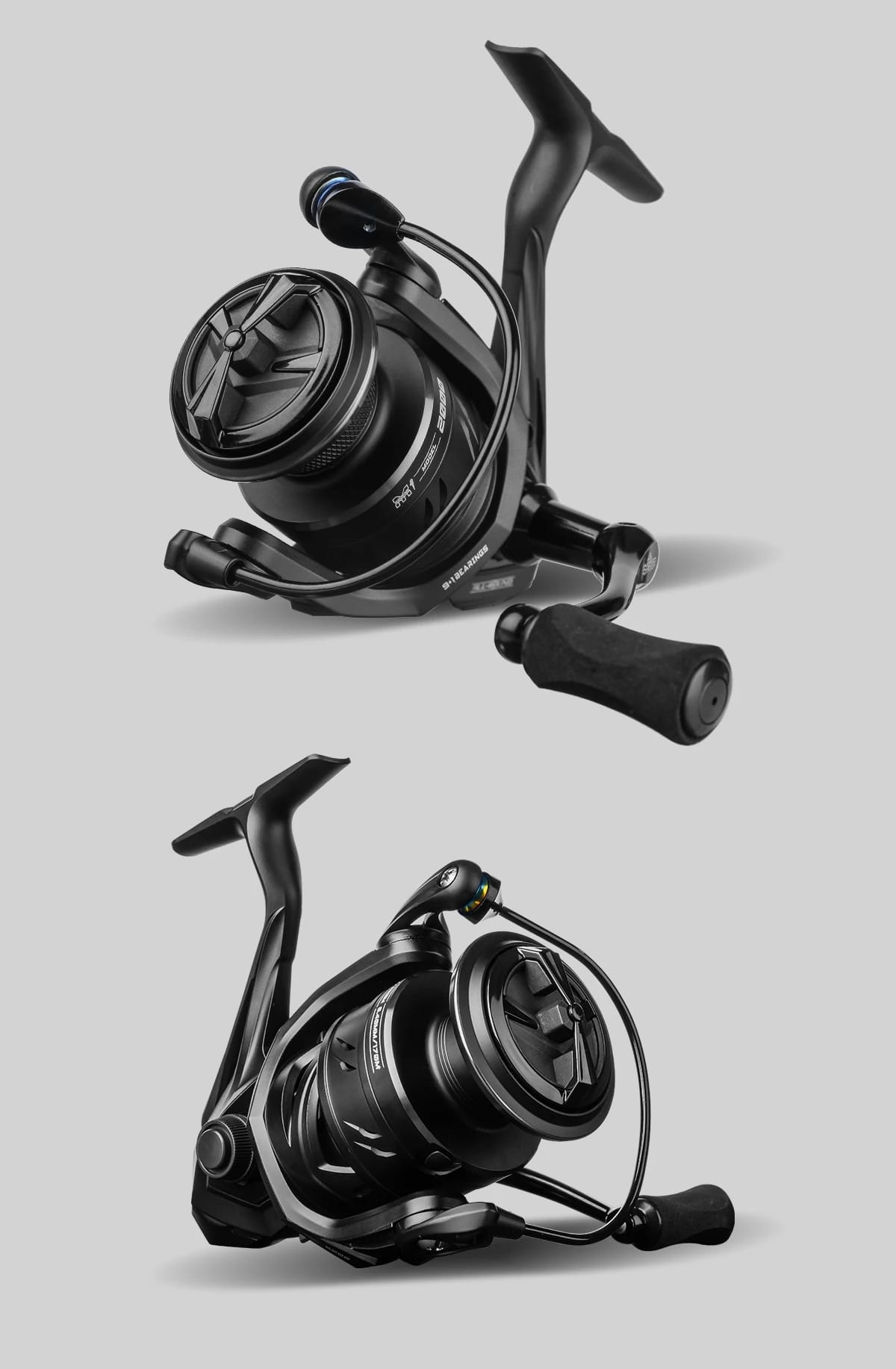 HANDING 500-5000 Black M1 Spinning Reel 12kg Max Drag, 5.2:1 Gear Ratio, 9+1 Ball Bearings Fishing Reel for Perch Bass and Pike