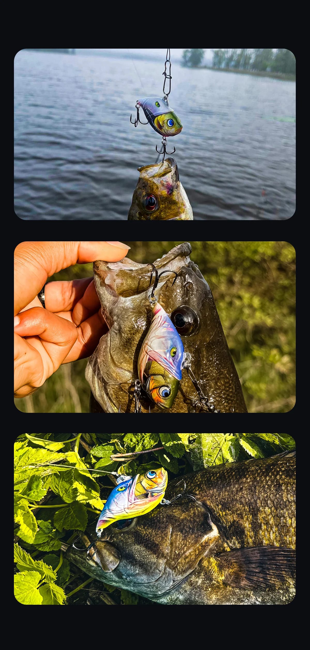 HANDING 3Pcs/Pack M1 VIB Lipless Crankbait Fishing Lures Hard Bait Mustad Treble Hooks For Bass Pike Trolling Tackle  Lures Bait