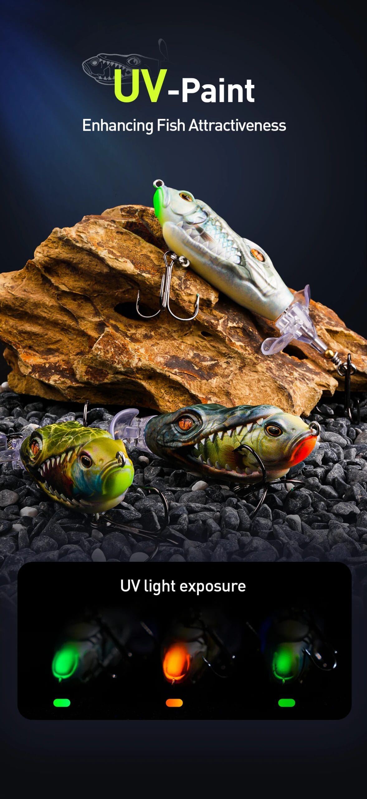 HANDING 3pcs/pack M1 Popper Topwater Fishing Lure Durable Steel Ring Fishing Tackle Sound Effect Floating Topwater Fishing Lures