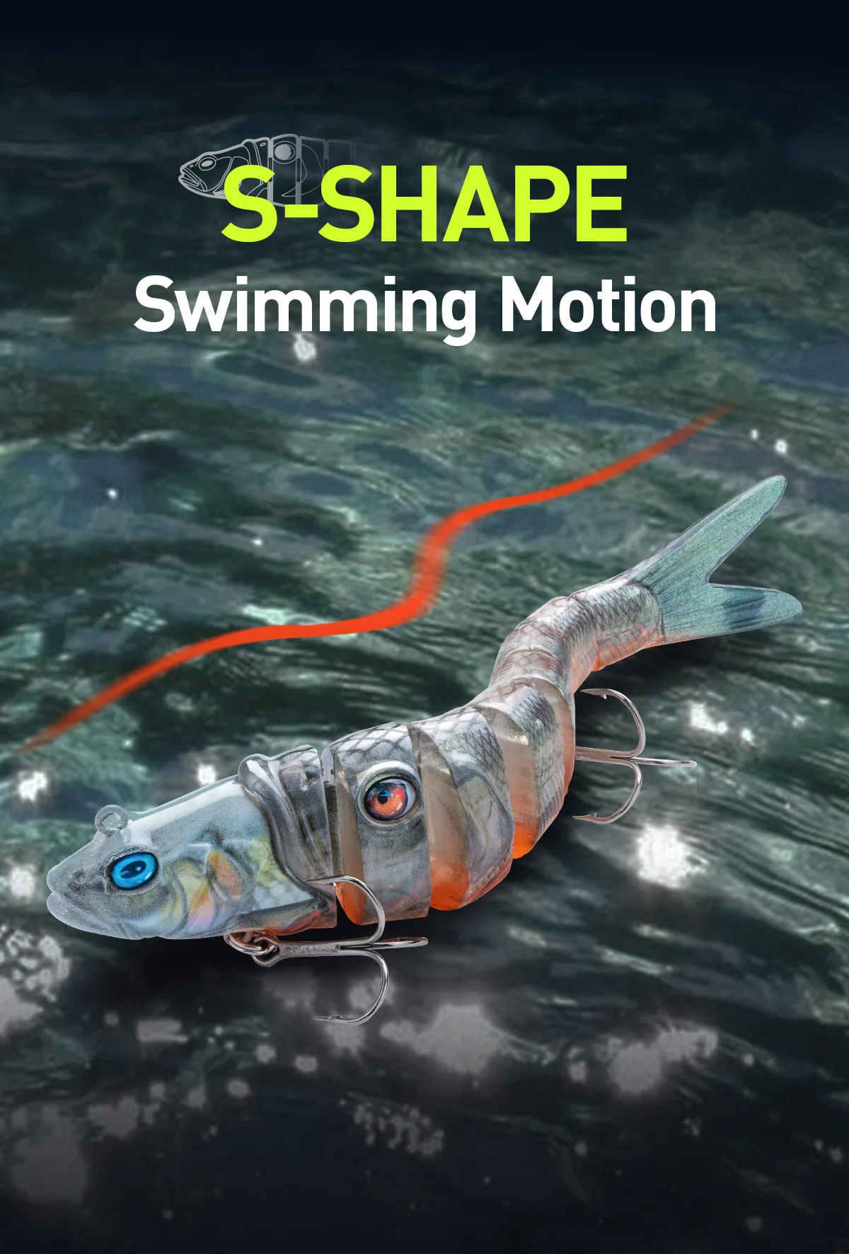 HANDING 3pcs/pack 8 Segments Multi-Jointed Swimbait Fishing Lure 0.98m/s Sinking Speed Spinning Casting Pike and Bass Fishing