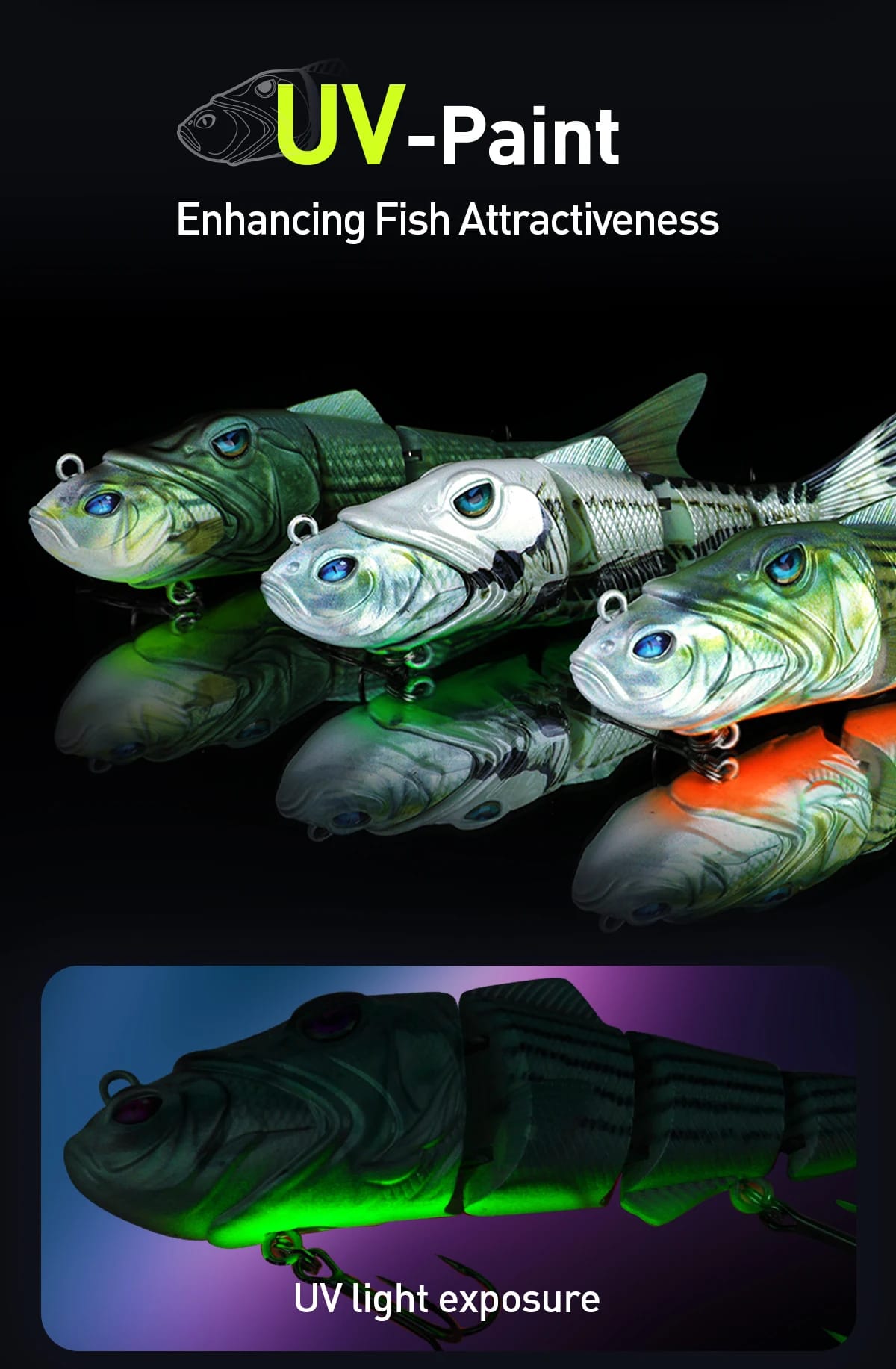 HANDING 3pcs/pack 15g/22g/34g M1 Lipless Multi-Jointed Swimbait Body Fishing Lure Tackle for Bass Pike Fishing  Lures Bait Kit
