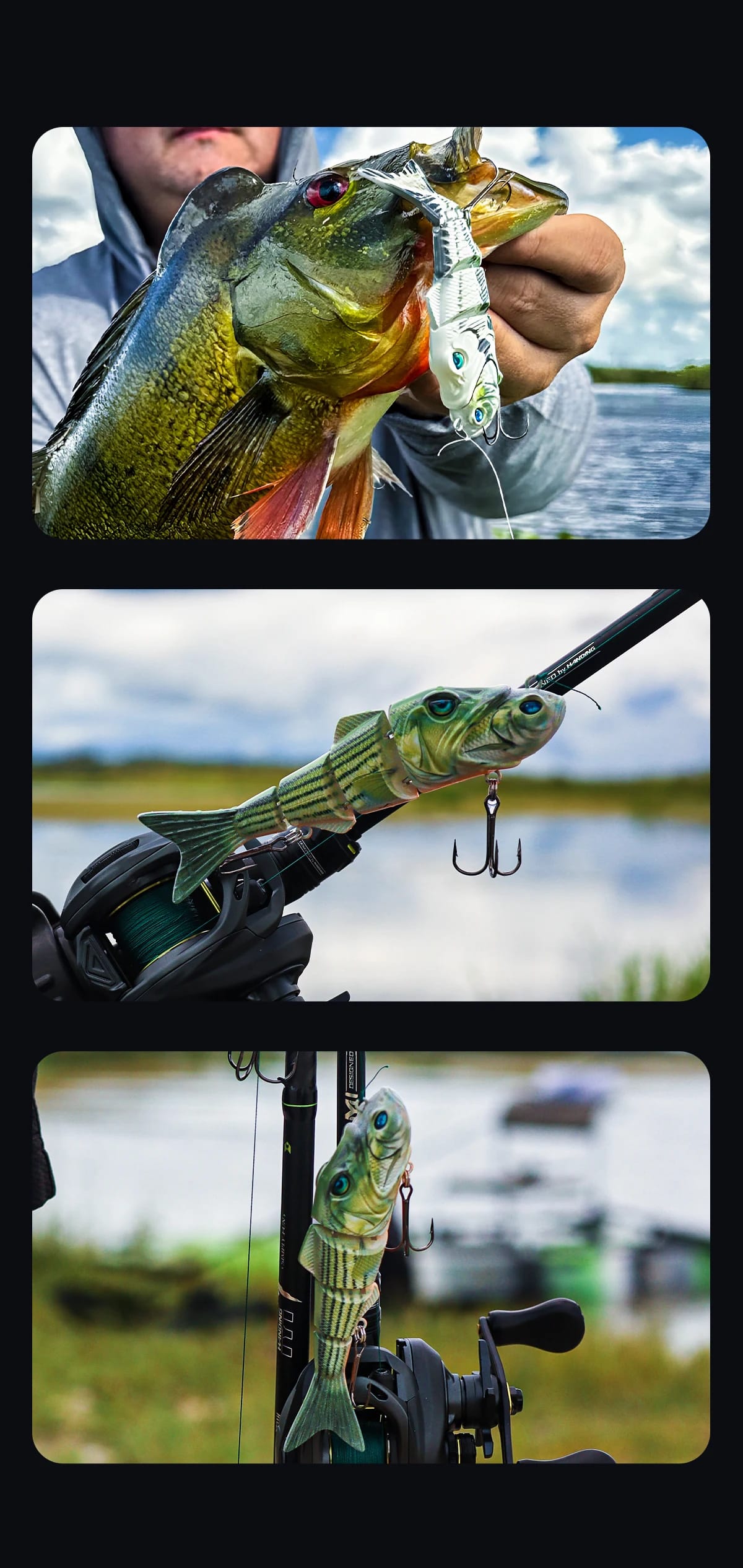 HANDING 3pcs/pack 15g/22g/34g M1 Lipless Multi-Jointed Swimbait Body Fishing Lure Tackle for Bass Pike Fishing  Lures Bait Kit