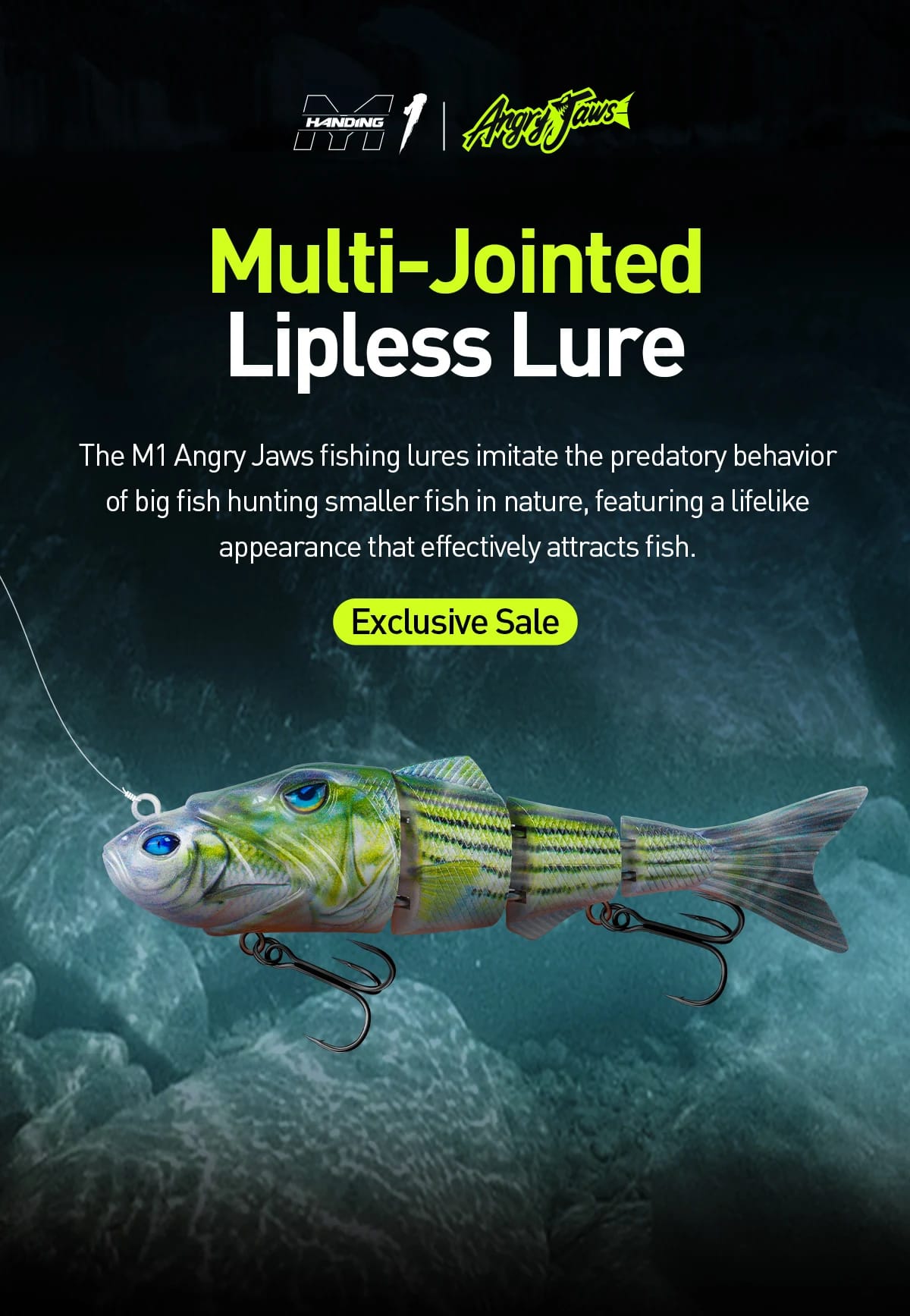 HANDING 3pcs/pack 15g/22g/34g M1 Lipless Multi-Jointed Swimbait Body Fishing Lure Tackle for Bass Pike Fishing  Lures Bait Kit