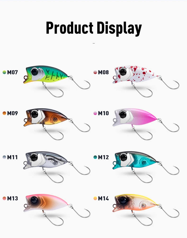 Kingdom Micro Minnow Hard Bait Topwater Fishing Lures 2.4g 35mm Z-Action High Quality Floating Popper Single Hook For Bass Pike