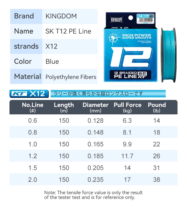 Kingdom Fishing Line 150m 8 Strands 12 Strands Braided Long Casting Japan Monofilament PE Line Saltwater Fishing Tackle Wire