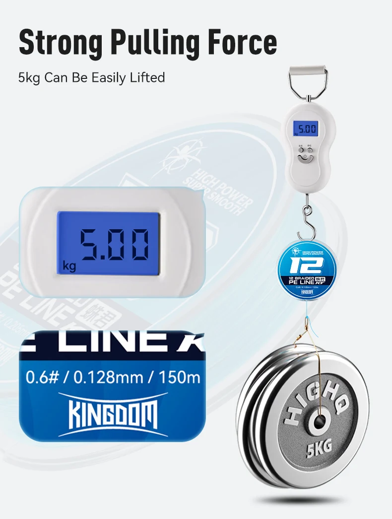 Kingdom Fishing Line 150m 8 Strands 12 Strands Braided Long Casting Japan Monofilament PE Line Saltwater Fishing Tackle Wire