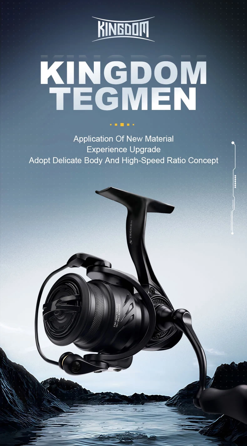 Kingdom Tegmen Spinning Fishing Reels 143g 5.2:1 6.2:1 High Speed Gear Ratio 9kg Max Drag 10+1 BB Carbon Fishing Tackle Reel