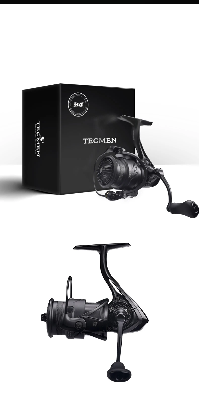 Kingdom Tegmen Spinning Fishing Reels 143g 5.2:1 6.2:1 High Speed Gear Ratio 9kg Max Drag 10+1 BB Carbon Fishing Tackle Reel