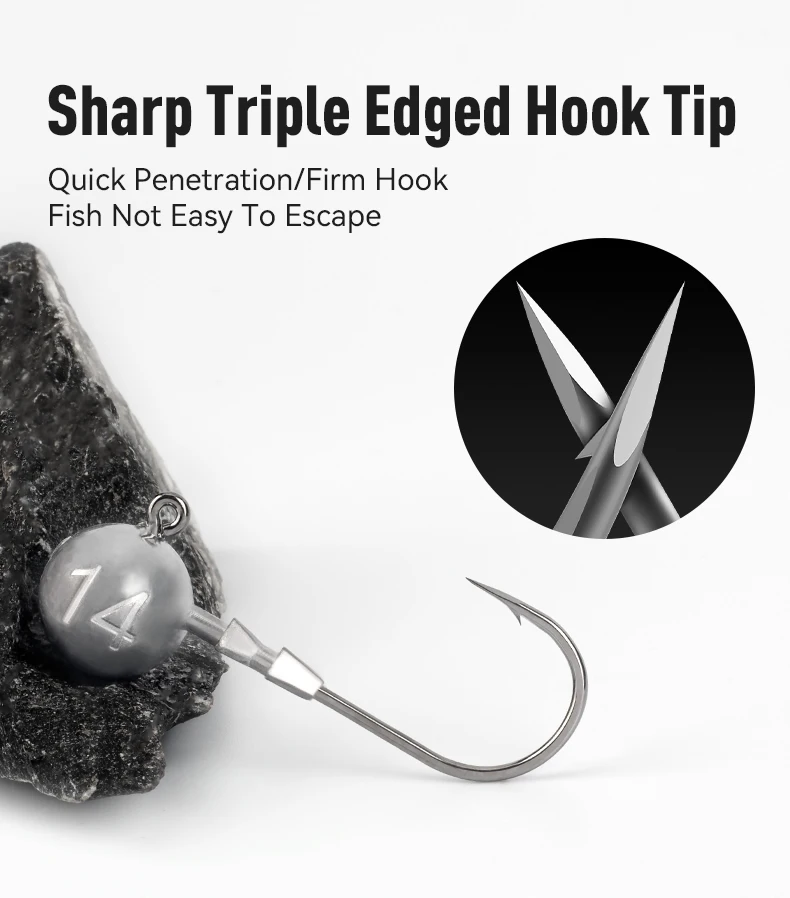 Kingdom 15pcs 3X Reinforced Fishing Hooks 3.5g 5g 7g 10g 14g High Carbon Steel Treble Edged Hook Fishing Tackle Accessories