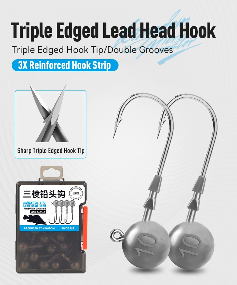 Kingdom 15pcs 3X Reinforced Fishing Hooks 3.5g 5g 7g 10g 14g High Carbon Steel Treble Edged Hook Fishing Tackle Accessories