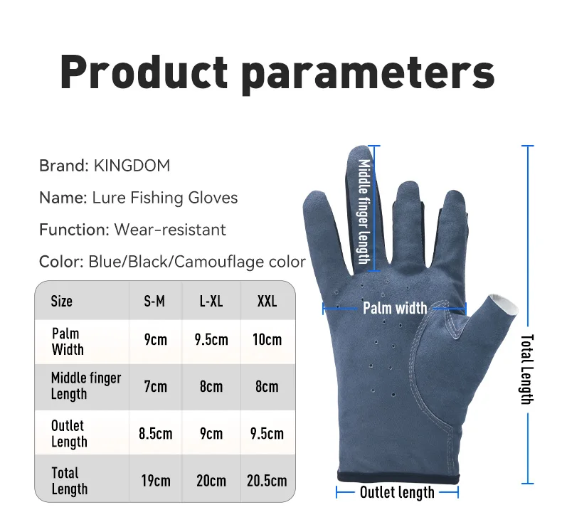 Kingdom Anti-Slip Fishing Gloves Comfort Breathable Durable Outdoor Sun protection Women Men Universal Fishing Protection Gloves