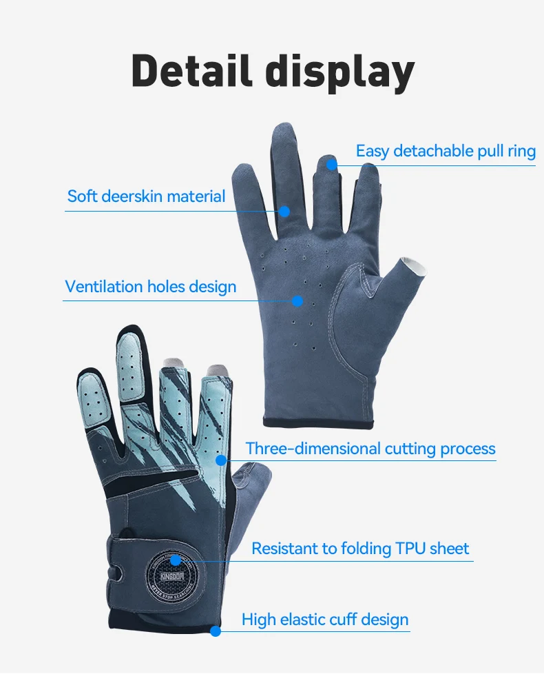 Kingdom Anti-Slip Fishing Gloves Comfort Breathable Durable Outdoor Sun protection Women Men Universal Fishing Protection Gloves