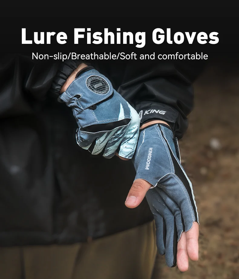 Kingdom Anti-Slip Fishing Gloves Comfort Breathable Durable Outdoor Sun protection Women Men Universal Fishing Protection Gloves