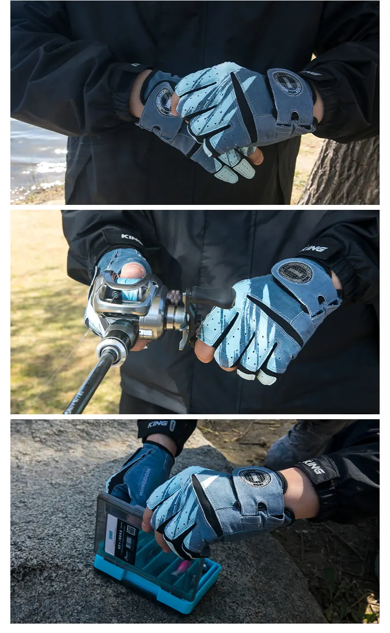 Kingdom Anti-Slip Fishing Gloves Comfort Breathable Durable Outdoor Sun protection Women Men Universal Fishing Protection Gloves