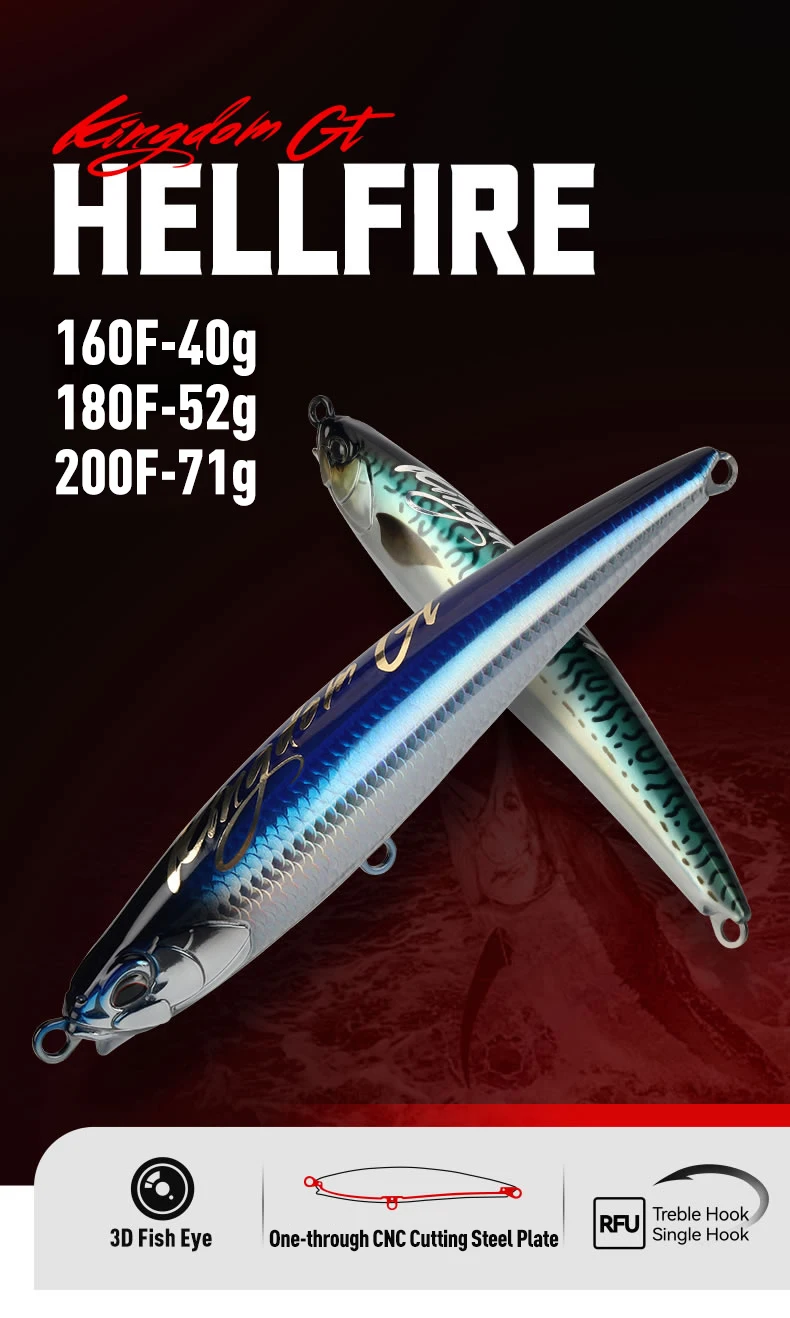 Kingdom Floating Pencil Sea Fishing Lures 160mm 40g 180mm 52g 200mm 71g Z Action Artificial Hard Wobbler Saltwater Tuna Bait
