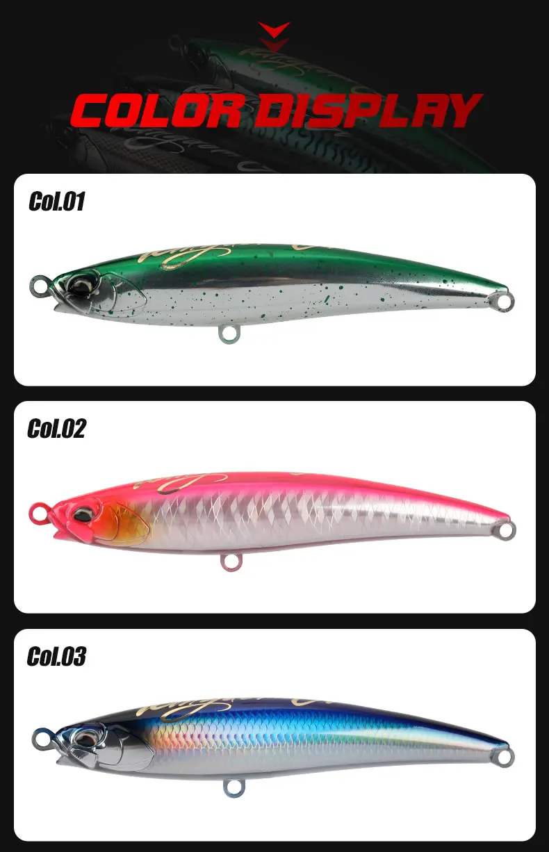 Kingdom Floating Pencil Sea Fishing Lures 160mm 40g 180mm 52g 200mm 71g Z Action Artificial Hard Wobbler Saltwater Tuna Bait