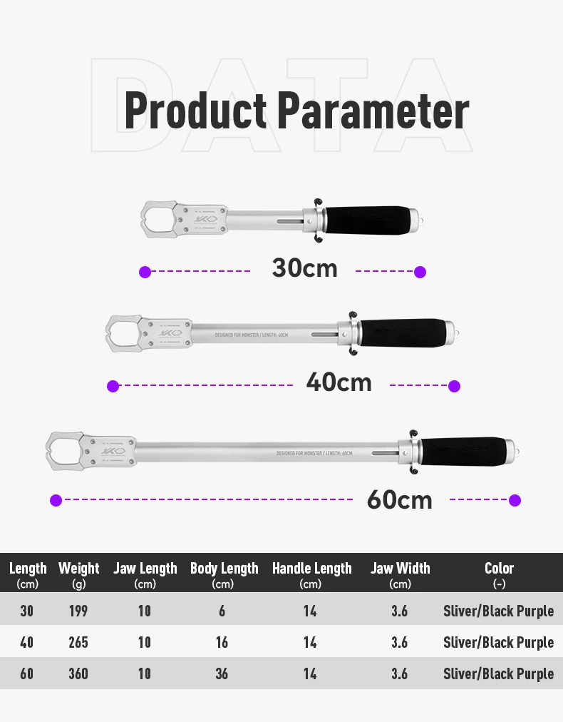 Kingdom Aluminum Fishing Gripper 30/40/60cm Portable Fish Controller Professional Fish Grip Lip Catcher Fish Control Tackle