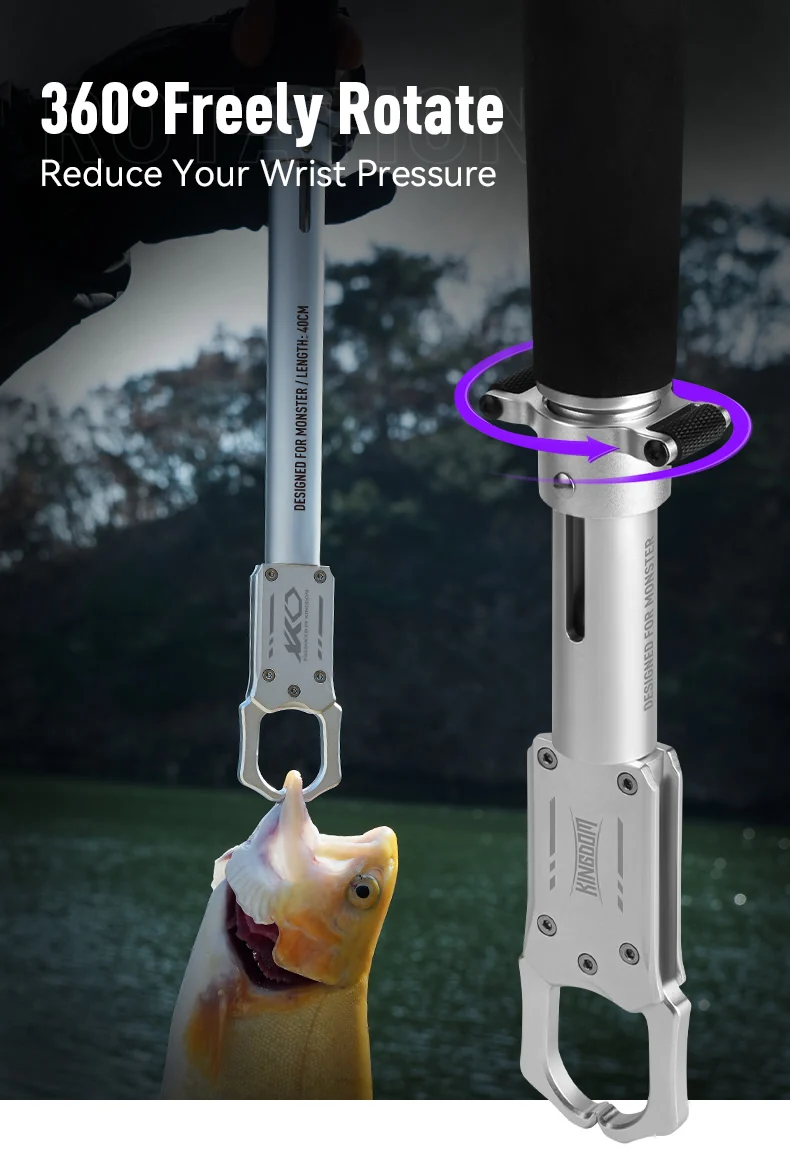 Kingdom Aluminum Fishing Gripper 30/40/60cm Portable Fish Controller Professional Fish Grip Lip Catcher Fish Control Tackle