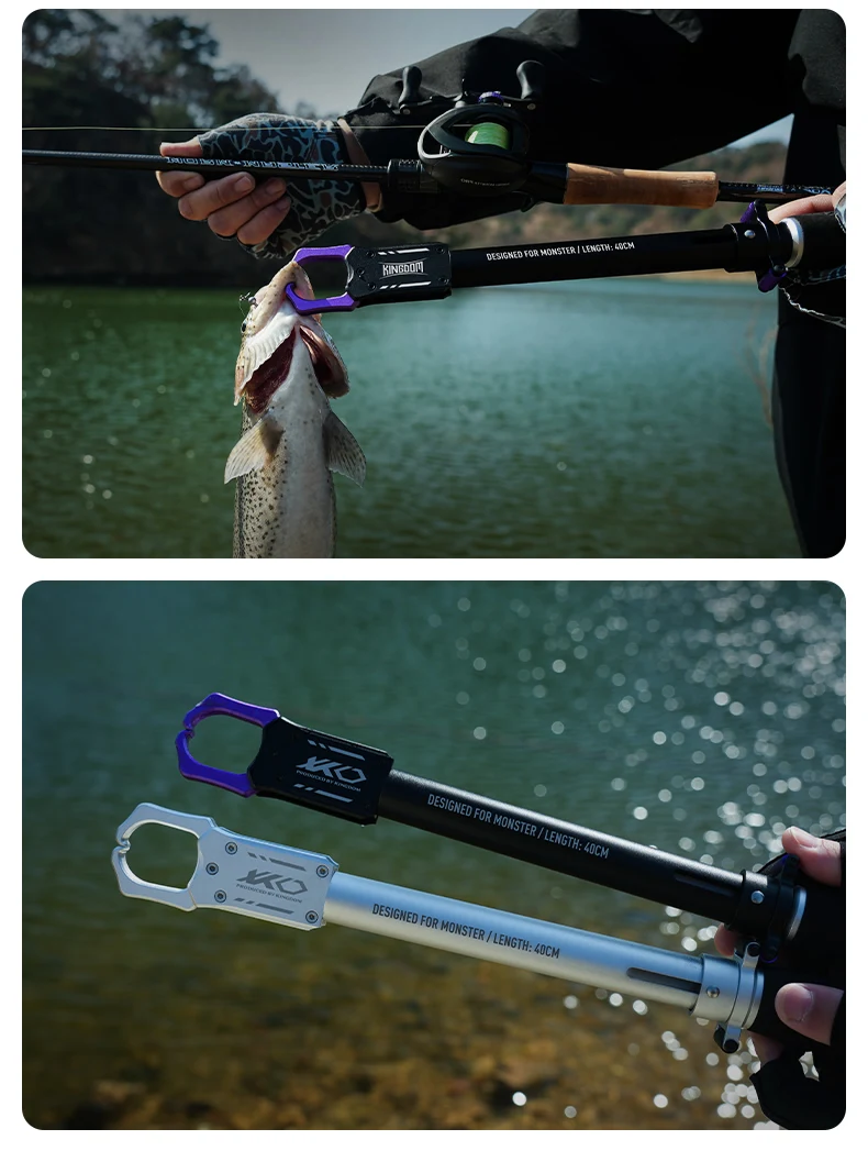 Kingdom Aluminum Fishing Gripper 30/40/60cm Portable Fish Controller Professional Fish Grip Lip Catcher Fish Control Tackle