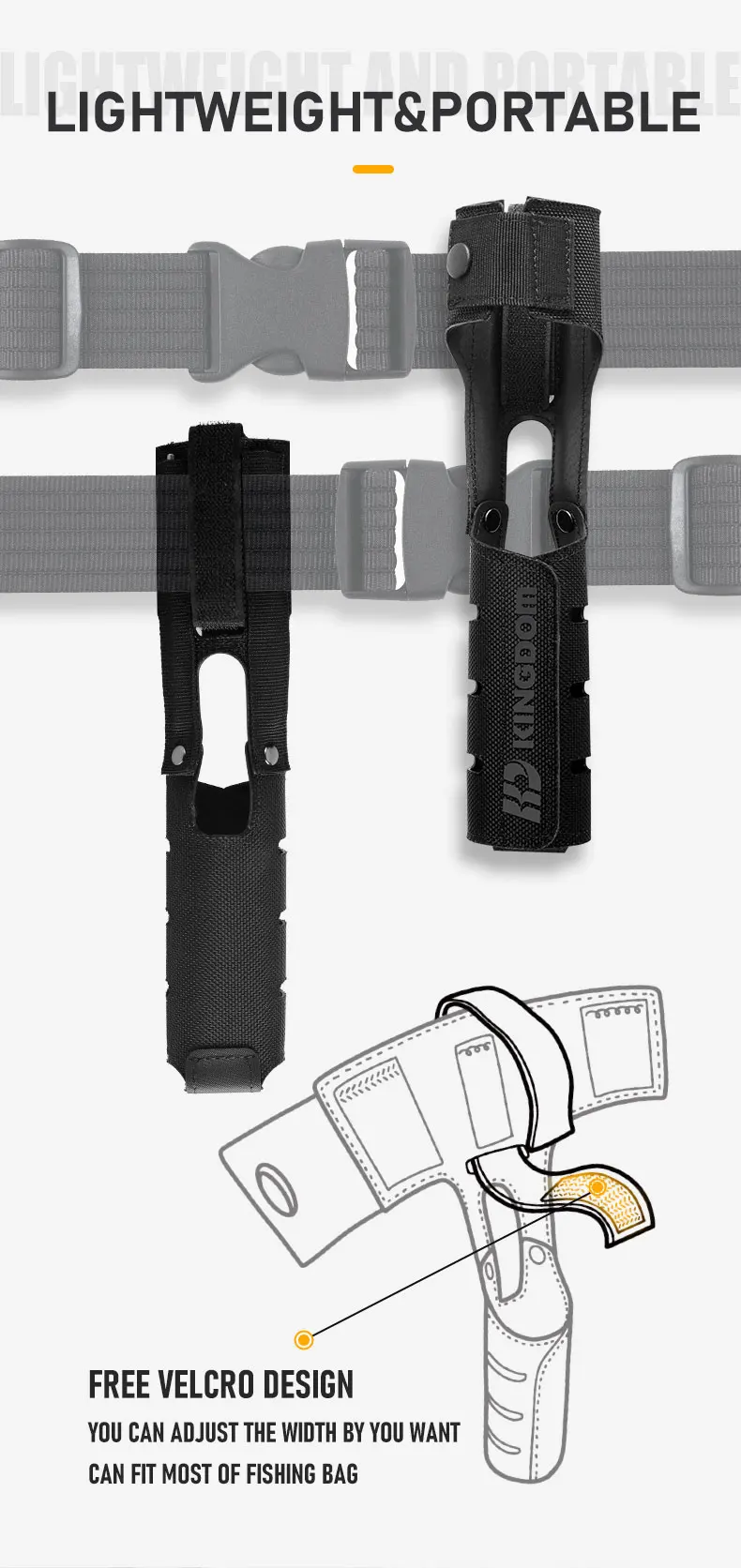 Kingdom Fishing Rod Holder Free Velcro Design Nylon Portable Lightweight Pole Inserter Rod Holder Fishing Tackles Accessories