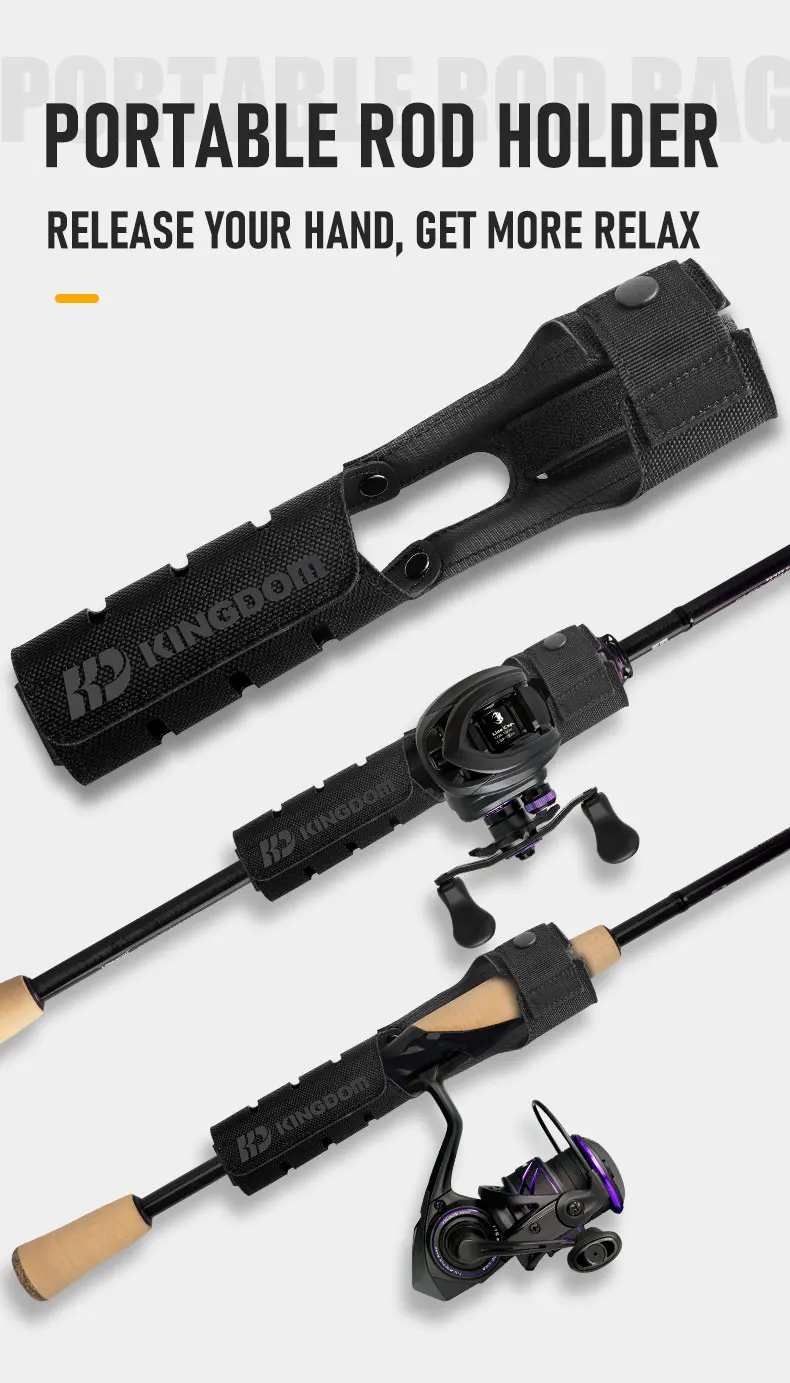 Kingdom Fishing Rod Holder Free Velcro Design Nylon Portable Lightweight Pole Inserter Rod Holder Fishing Tackles Accessories