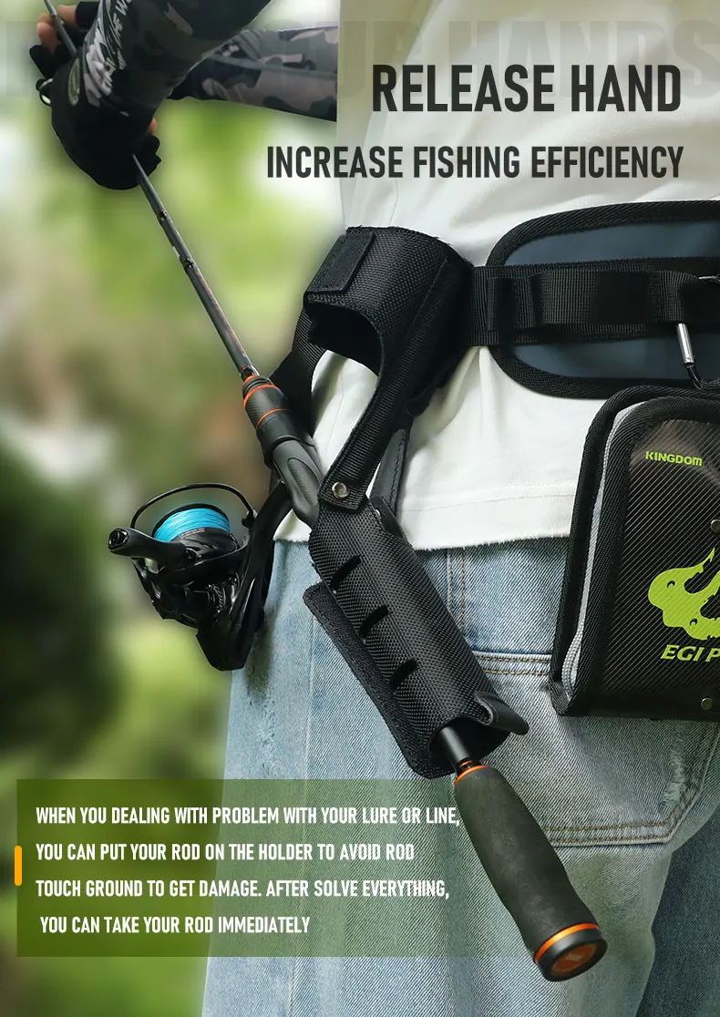 Kingdom Fishing Rod Holder Free Velcro Design Nylon Portable Lightweight Pole Inserter Rod Holder Fishing Tackles Accessories